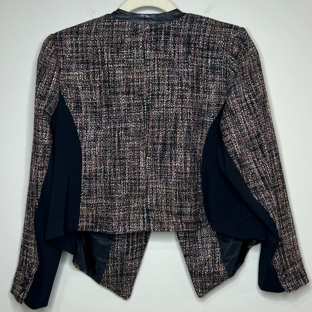 Lane Bryant Open Front Jacket Blazer Size 24 Vegan Leather Trim - Picture 5 of 12